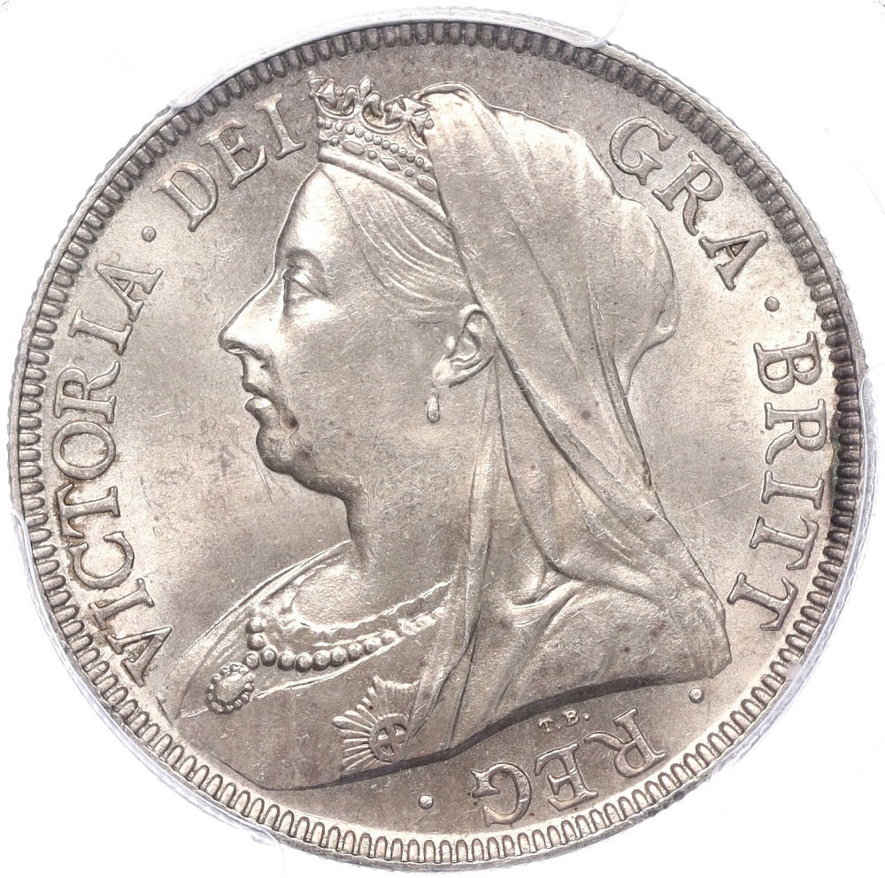1/2 кроны 1897 года Великобритания (Королева Виктория) — в слабе PCGS (MS64+) — Фото №2