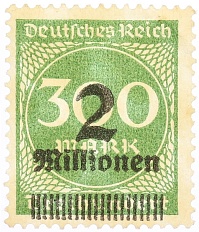 Почтовая марка 2 миллиона марок 1923 года Германия — Фото №1