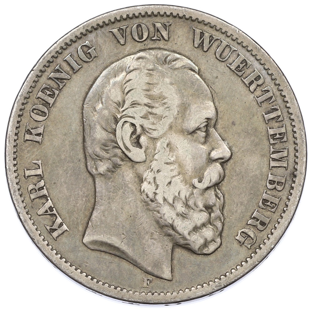5 марок 1876 года Германия (Вюртемберг) — Фото №1