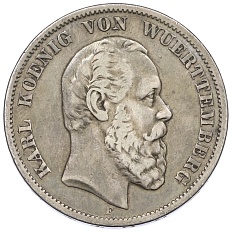 5 марок 1876 года Германия (Вюртемберг) — Фото №1