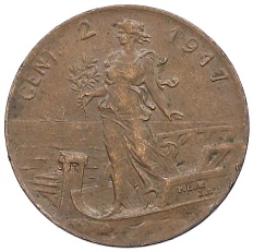 2 чентезимо 1917 года Италия — Фото №1