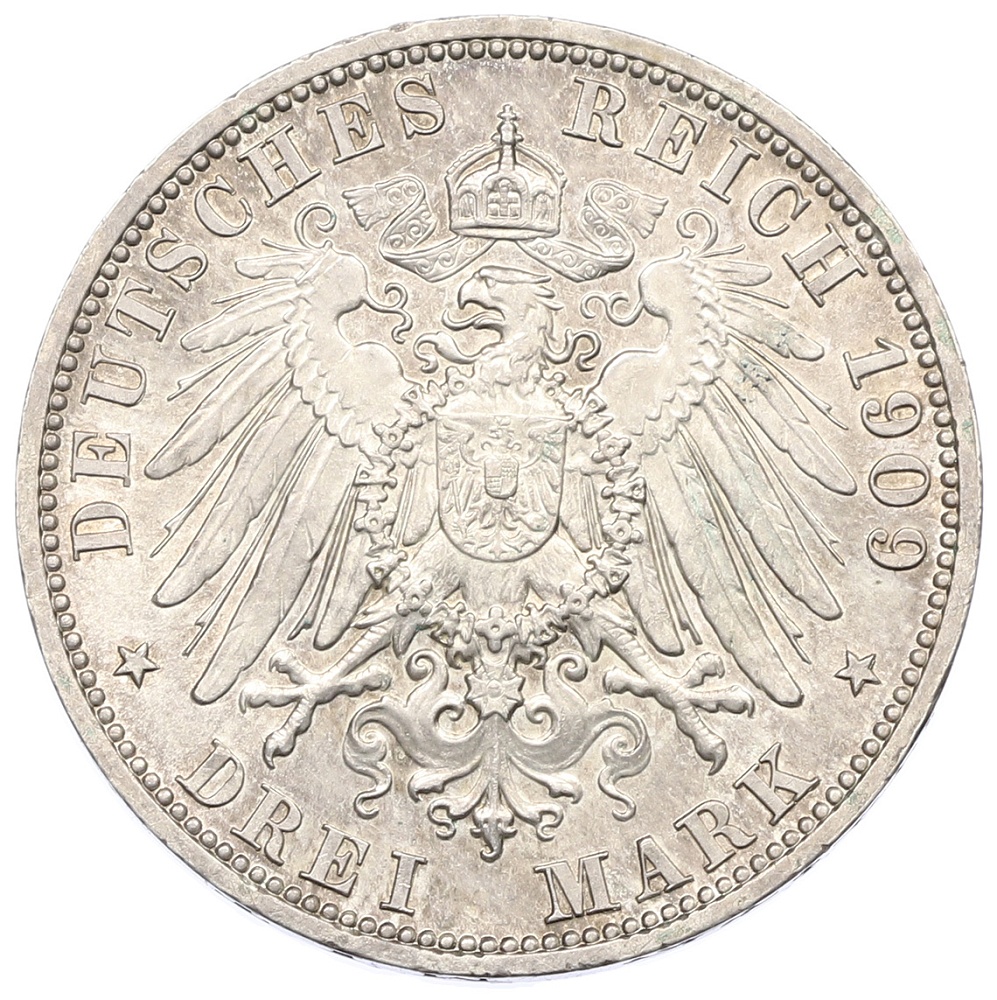 3 марки 1909 года Германия (Рейсс-Грейц) — Фото №2