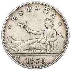 2 песеты 1870 (74) года Испания — Фото №1