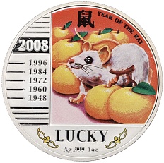 1 доллар 2008 года Ниуэ «Китайский гороскоп — Год крысы (Везение)» — Фото №1