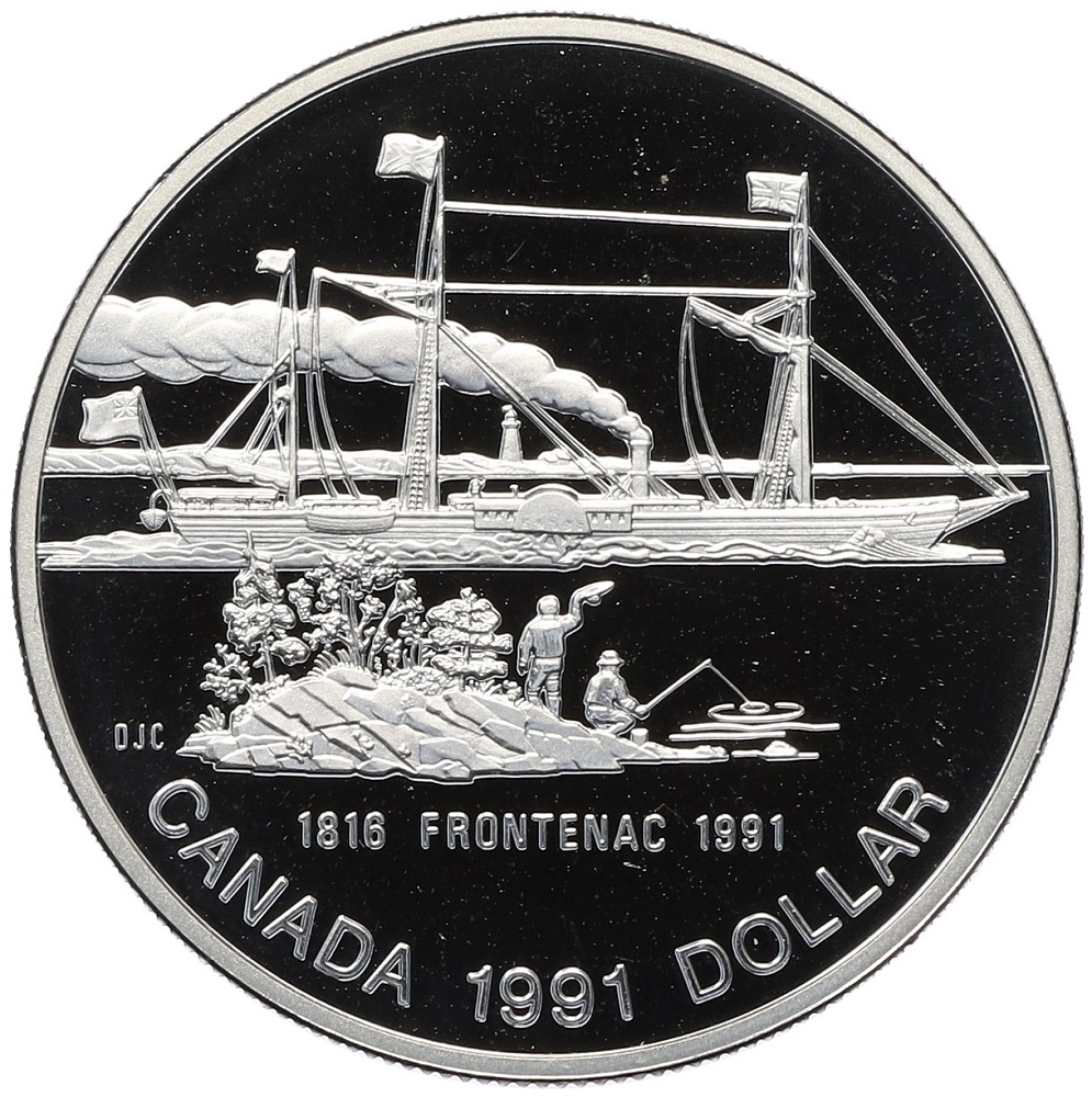 1 доллар 1991 года Канада «175 лет пароходу Фронтенак» — Фото №1