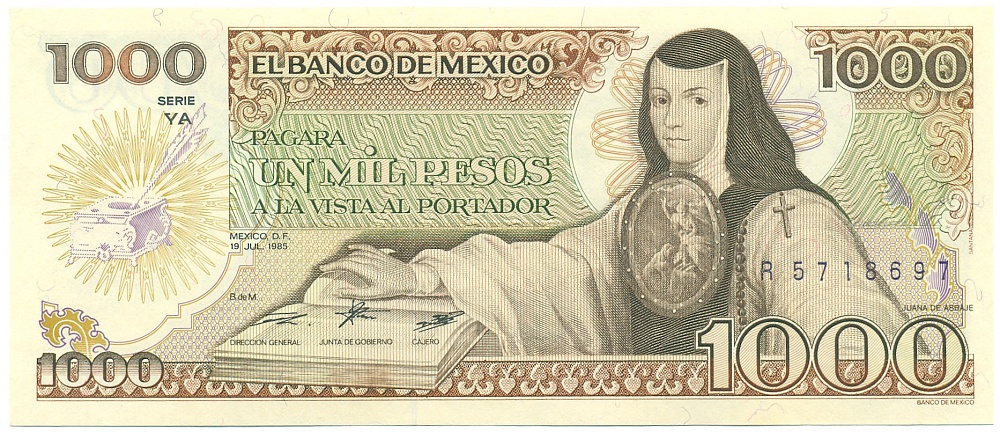 1000 песо 1985 года Мексика — Фото №1