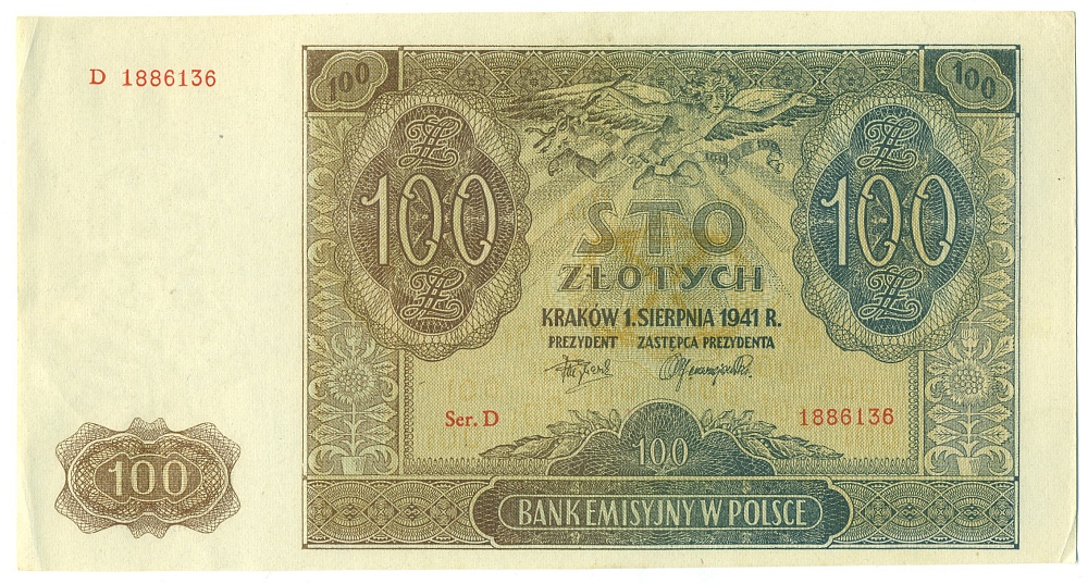100 злотых 1941 года Польша — Фото №1