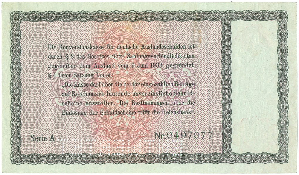 10 рейхсмарок 1933 года Германия (Перфорация гашения) — Фото №2