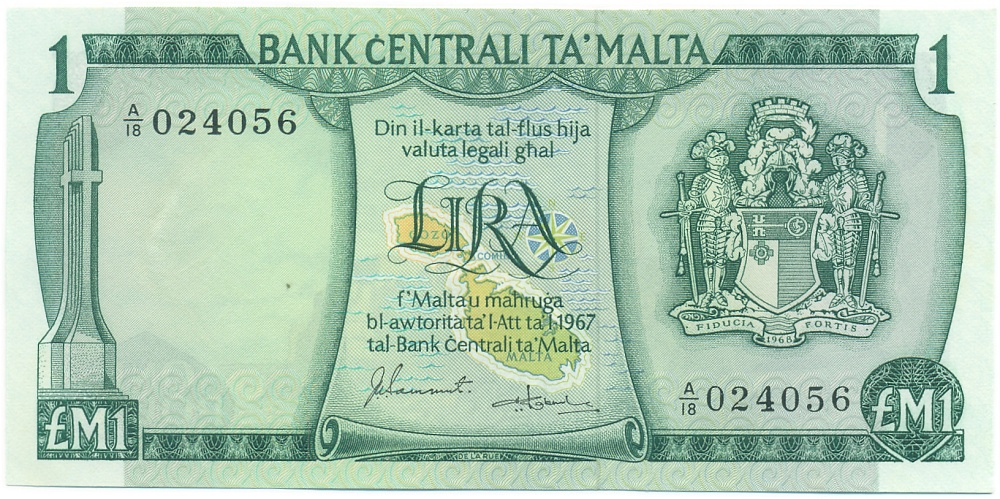 1 лира 1973 года Мальта — Фото №1