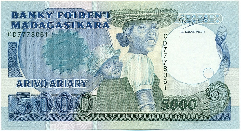 5000 франков 1993 года Мадагаскар — Фото №1