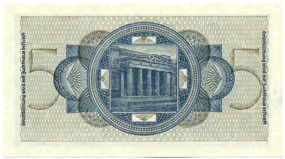 5 рейхсмарок 1940 года Германия (Для оккупированных территорий) — Фото №2