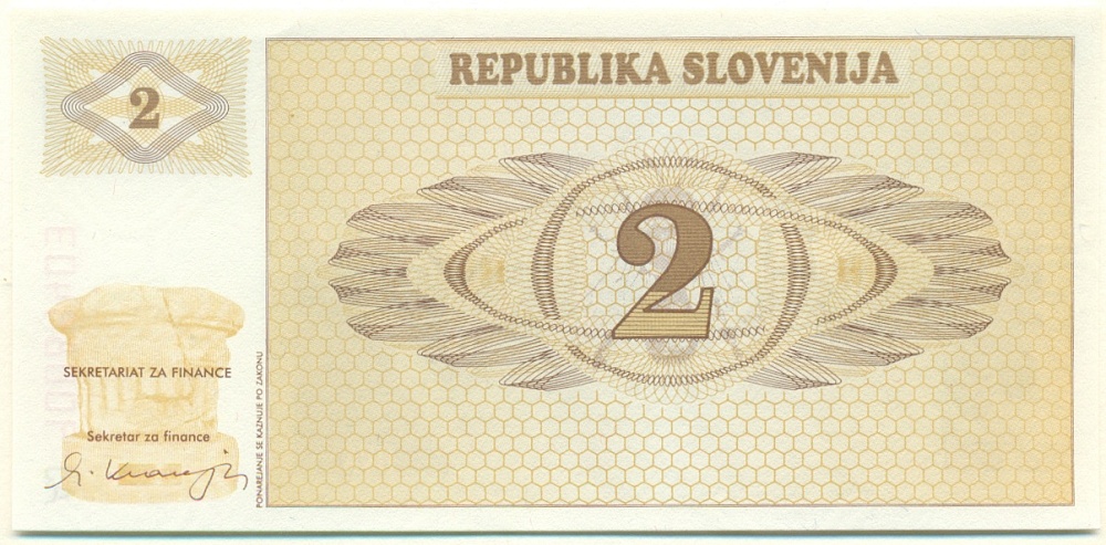 2 толара 1990 года Словения — Фото №2