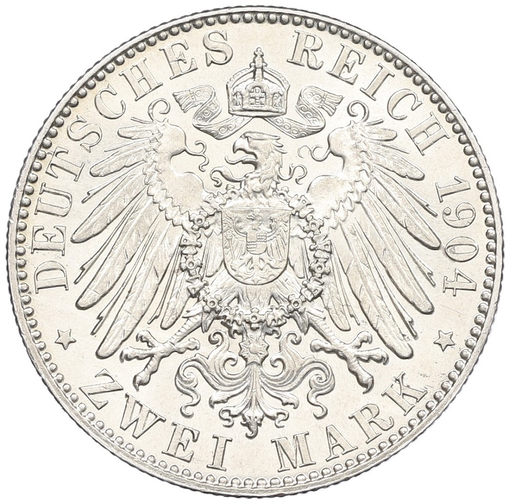 2 марки 1904 года Германия (Саксония) «Смерть Георга Саксонского» — Фото №2