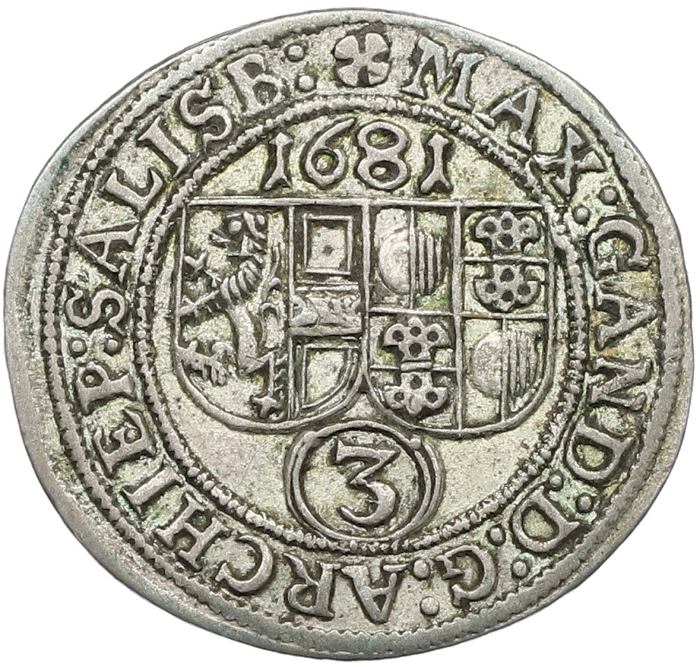 3 крейцера 1681 года Зальцбург — Фото №2