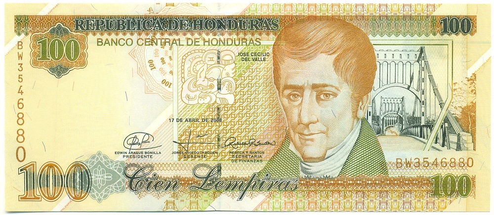 100 лемпир 2008 года Гондурас — Фото №1