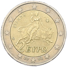 2 евро 2002 года Греция — Фото №1