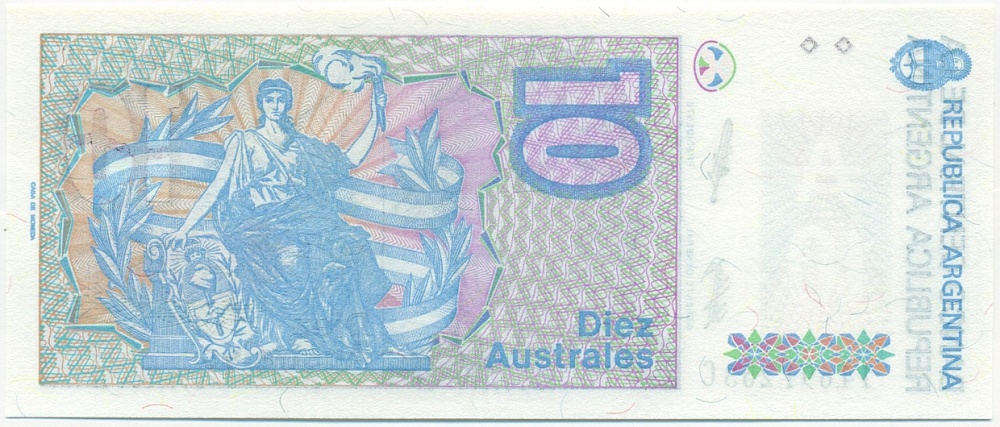 10 аустралей 1987 года Аргентина — Фото №2