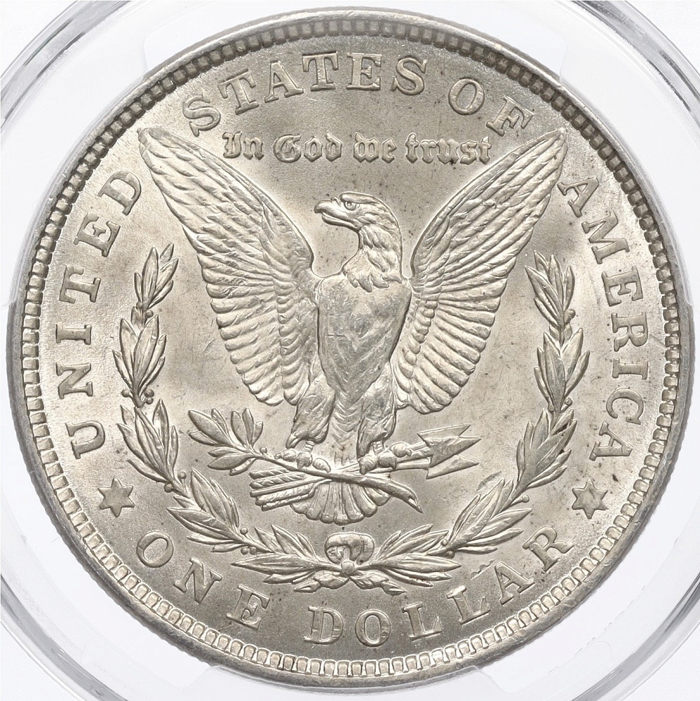 1 доллар 1921 года США «Доллар Моргана» в слабе PCGS (MS63) — Фото №2