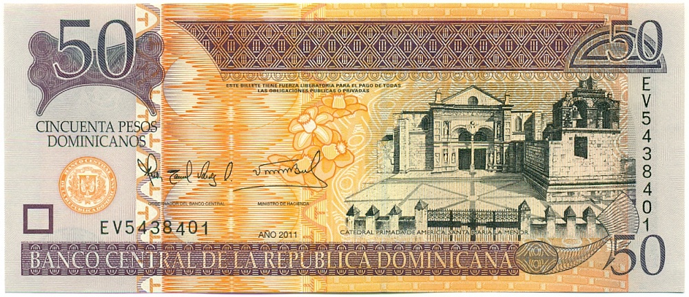 50 песо 2011 года Доминиканская республика — Фото №1