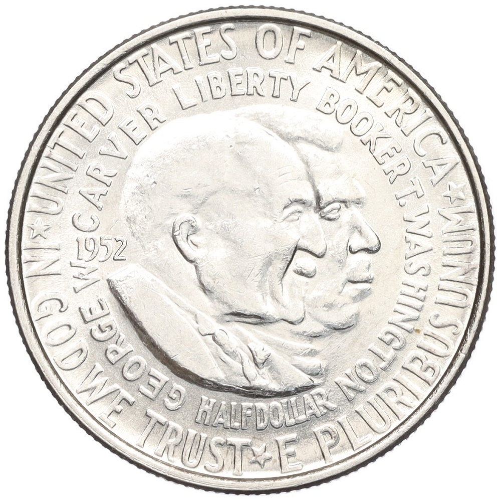 1/2 доллара (50 центов) 1952 года США «Джордж Вашингтон Карвер и Букер Талиафер Вашингтон» — Фото №1