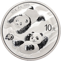 10 юаней 2022 года Китай «Панда — 40 лет чеканке монет с пандой» — Фото №1