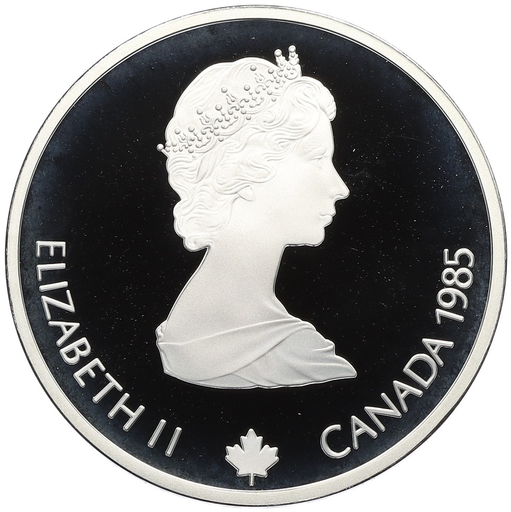 20 долларов 1985 года Канада «XV зимние Олимпийские Игры 1988 в Калгари — Горные лыжи» — Фото №2