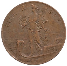 2 чентезимо 1917 года Италия — Фото №1