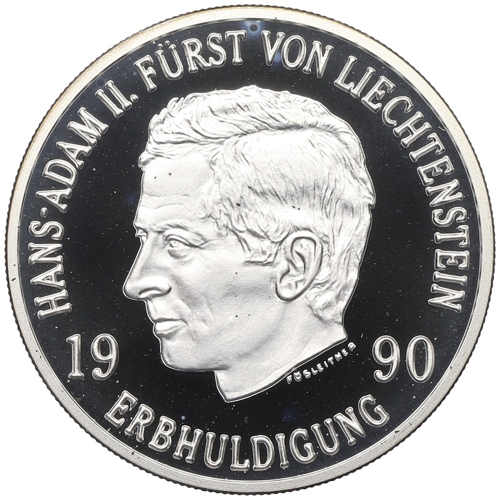 10 франков 1990 года Лихтенштейн «Ханс-Адам II» — Фото №1