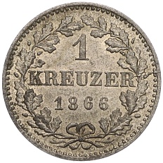 1 крейцер 1866 года Франкфурт — Фото №1