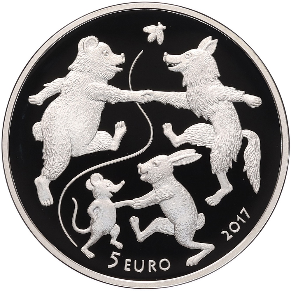 5 евро 2017 года Латвия «Сказки — Дедушкина рукавичка» — Фото №2