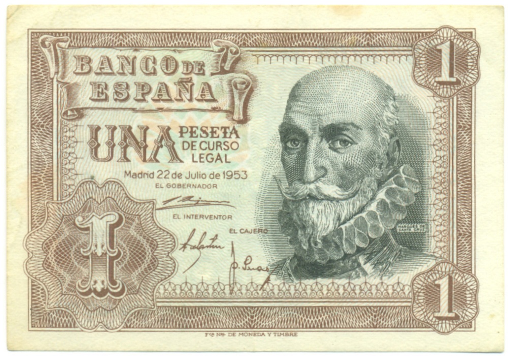 1 песета 1953 года Испания — Фото №1