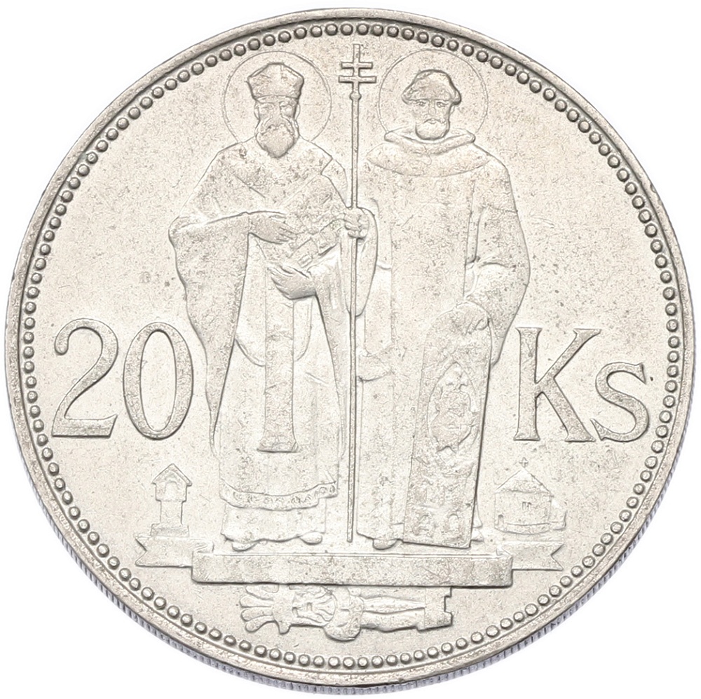 20 крон 1941 года Словакия «Святые Кирилл и Мефодий» — Фото №1