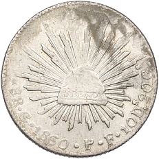 8 реалов 1860 года Испанская Мексика — Фото №1