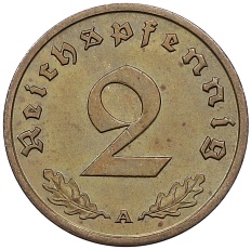 2 рейхспфеннига 1938 года А Германия — Фото №2