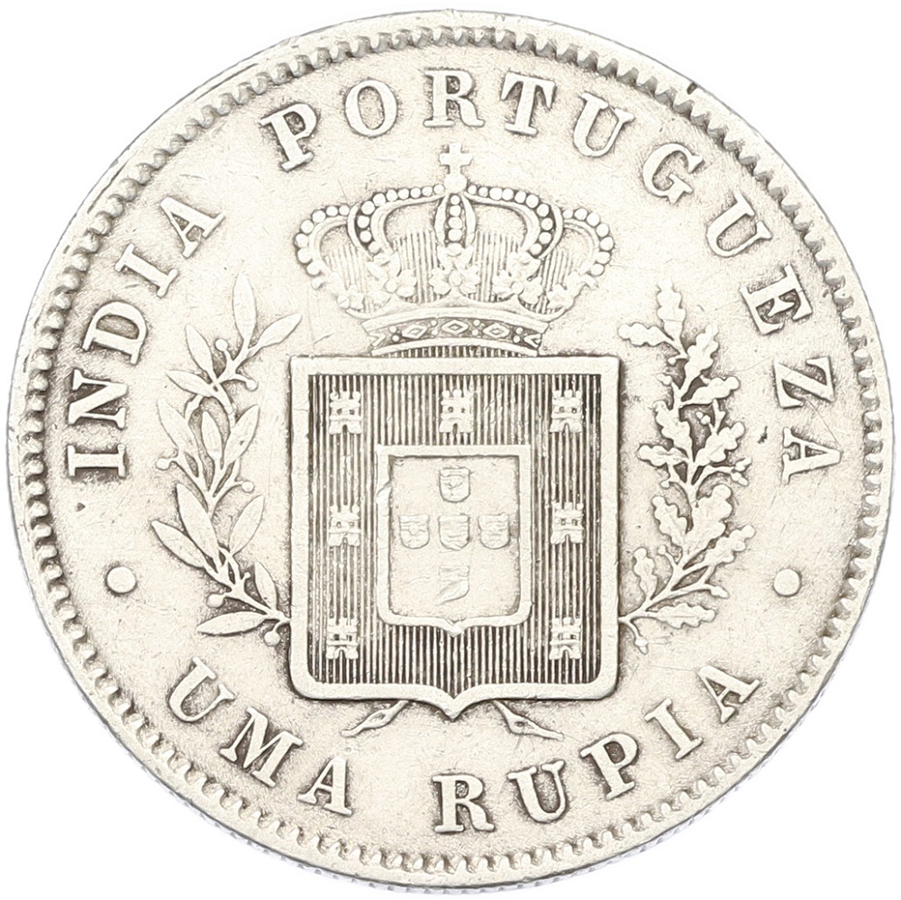 1 рупия 1881 года Португальская Индия — Фото №2