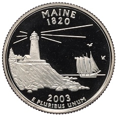 1/4 доллара (25 центов) 2003 года S США «Штаты и территории — Мэн» — Фото №1