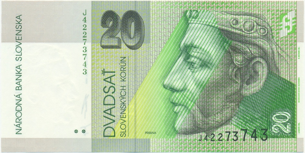 20 крон 1999 года Словакия — Фото №1