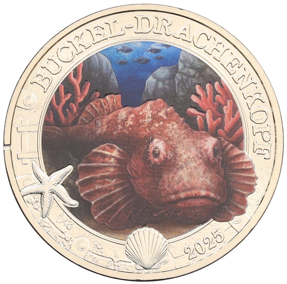 3 евро 2025 года Австрия «Светящаяся морская жизнь — Ложный каменный окунь» — Фото №1