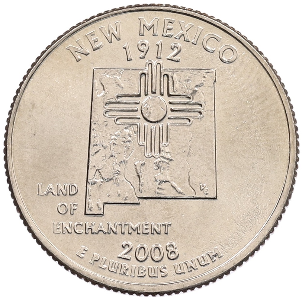1/4 доллара (25 центов) 2008 года D США «Штаты и территории — Нью-Мехико» — Фото №1