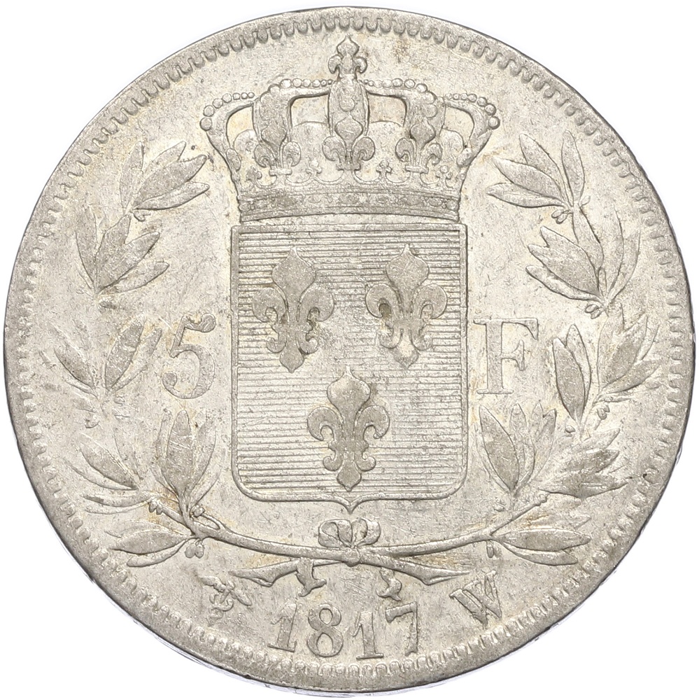 5 франков 1817 года W Франция (Людовик XVIII) — Фото №1