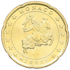 20 евроцентов 2001 года Монако — Фото №1