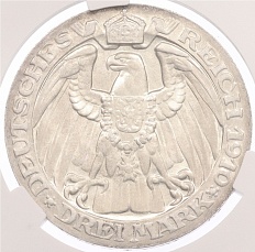 3 марки 1910 года Германия (Пруссия) «Берлинский университет» в слабе CPRC (MS65) — Фото №2