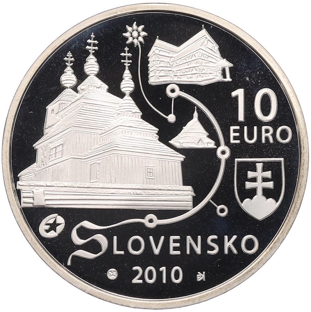 10 евро 2010 года Словакия «Деревянные церкви словацких Карпат» — Фото №2