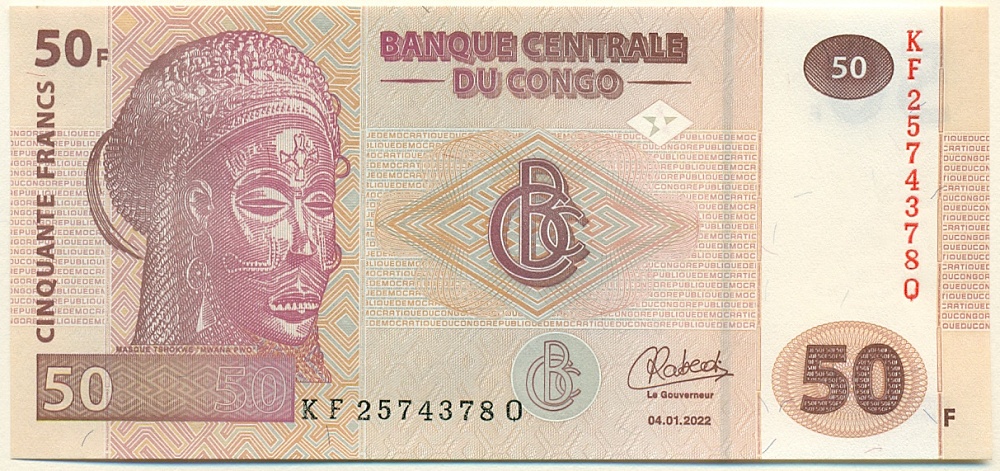 50 франков 2022 года Конго (ДРК) — Фото №1