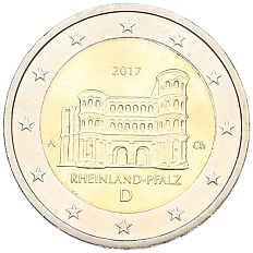 2 евро 2017 года A Германия «Федеральные земли Германии — Рейнланд-Пфальц (Порта Нигра)» — Фото №1