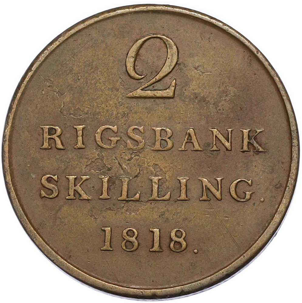 2 скиллинга 1818 года Дания — Фото №1