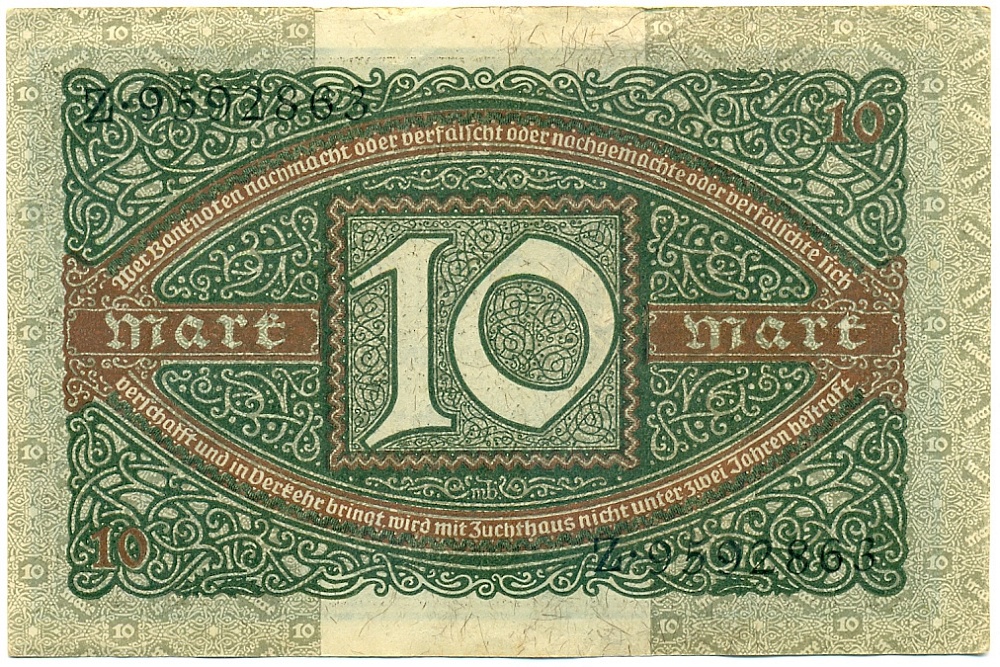 10 марок 1920 года Германия — Фото №2