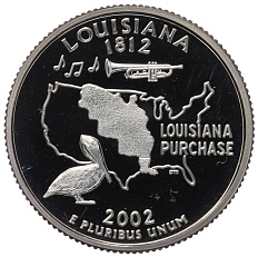 1/4 доллара (25 центов) 2002 года S США «Штаты и территории — Луизиана» — Фото №1
