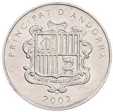 1 сентим 2002 года Андорра «Пиренейская серна» — Фото №2