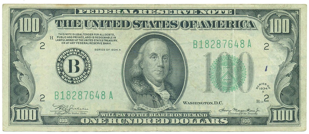 100 долларов 1934 года США (Нью-Йорк) — Фото №1